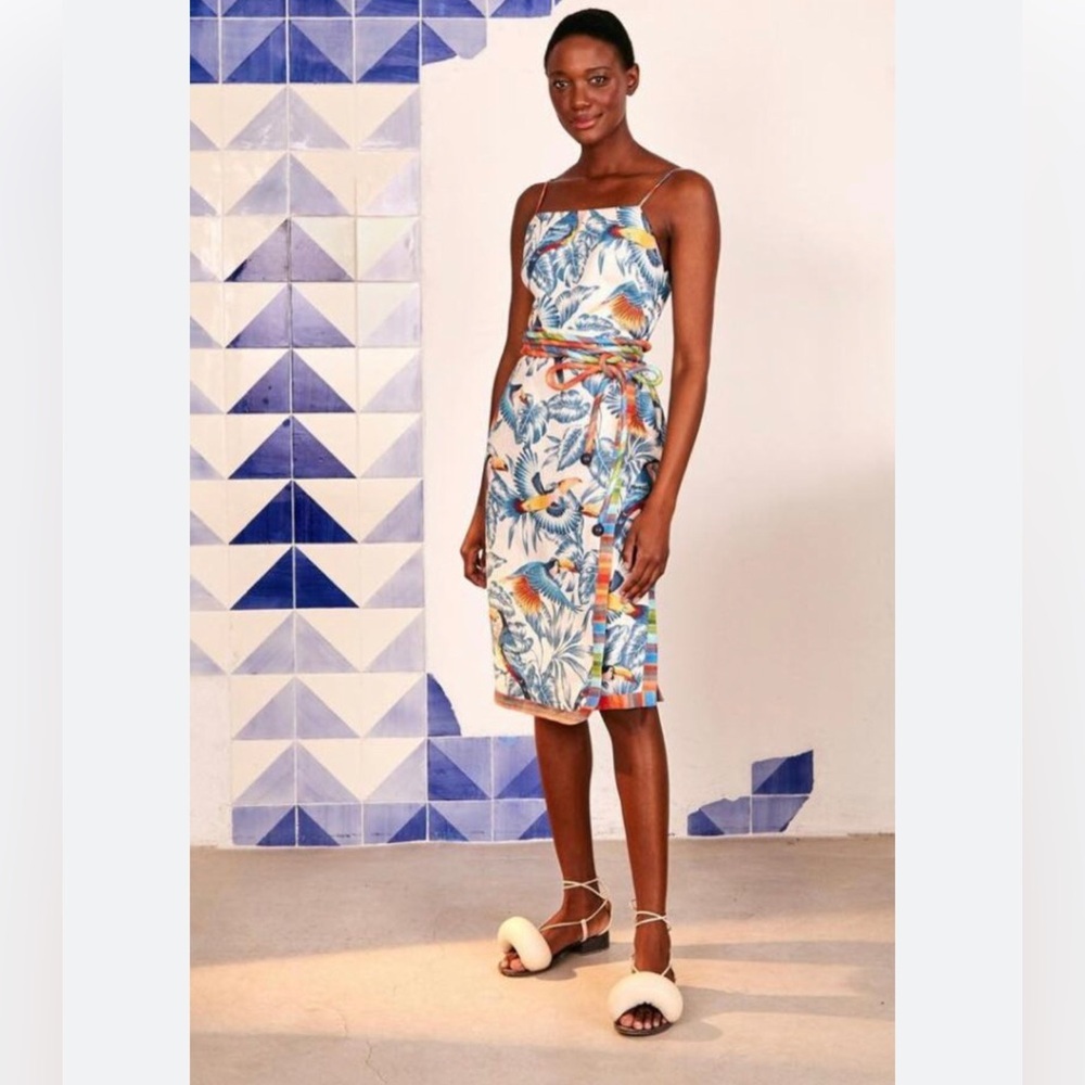LAST CHANCE Farm Rio Flying Toucans Open Back Midi Dress - Picture 4 of 16